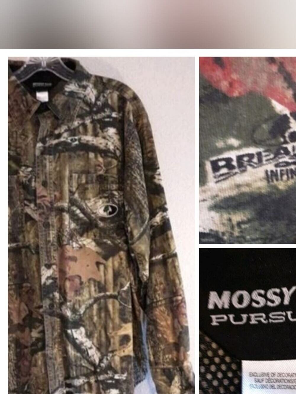 Mossy Oak Pursuits NEW VINTAGE BreakUp Camo Buttoned Shirt 100% COTTON L
